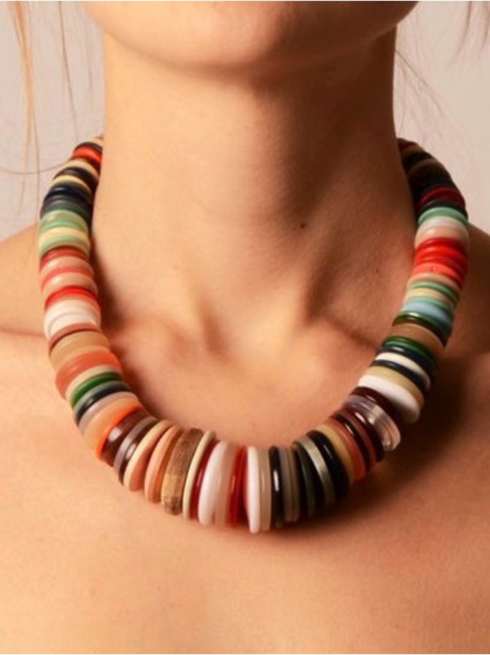 Multicolor Disc Bead Statement Necklace - Women Jewelry